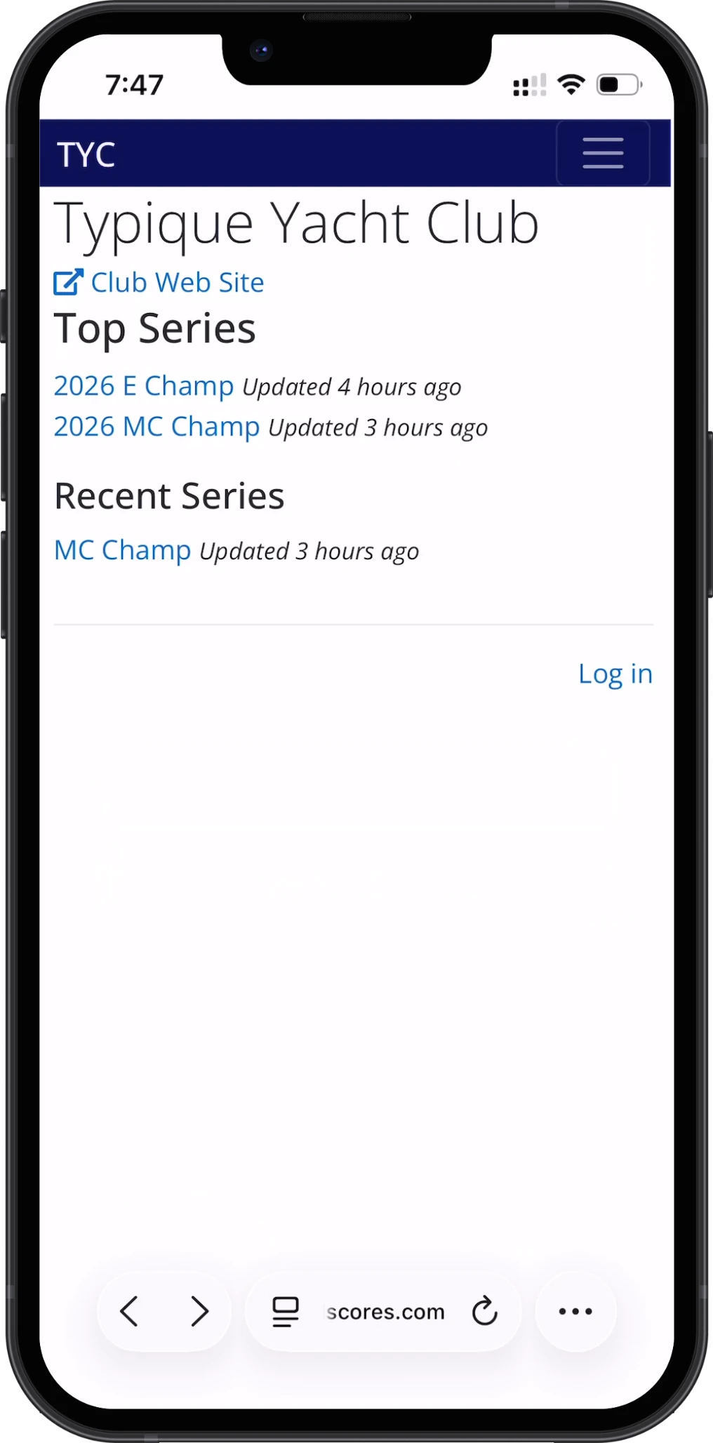 Sample club main page