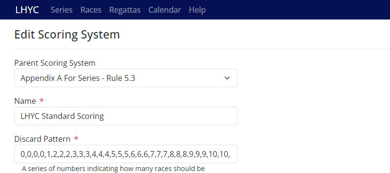 Scoring system screenshot